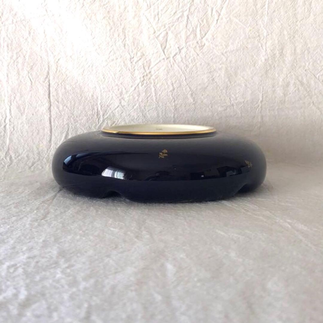 SEVRESセーブル灰皿☆ファットブルー☆24K金彩小花☆仏ヴィンテージ未使用