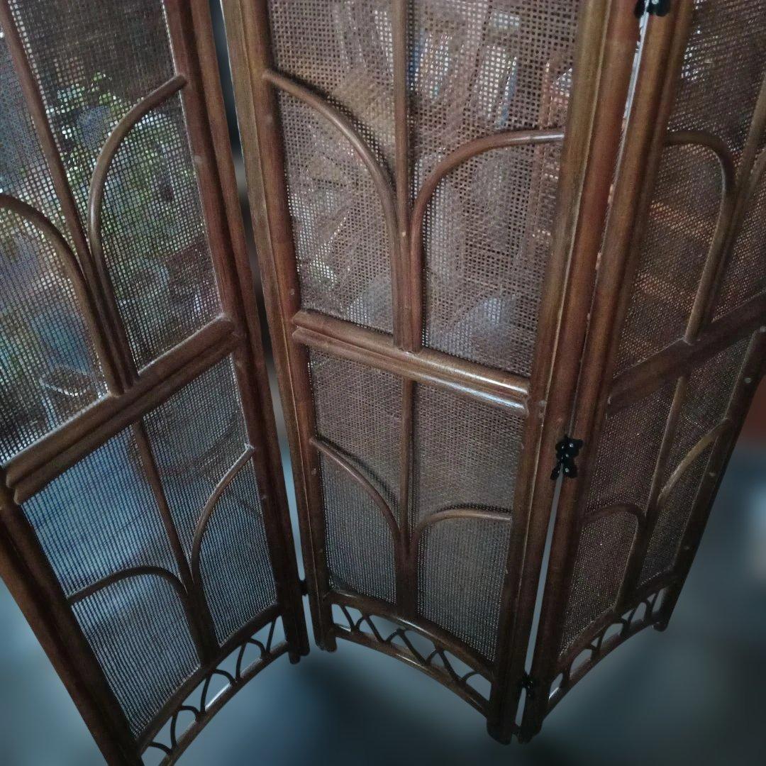 ウッドラタン 3つ折りパーテーション