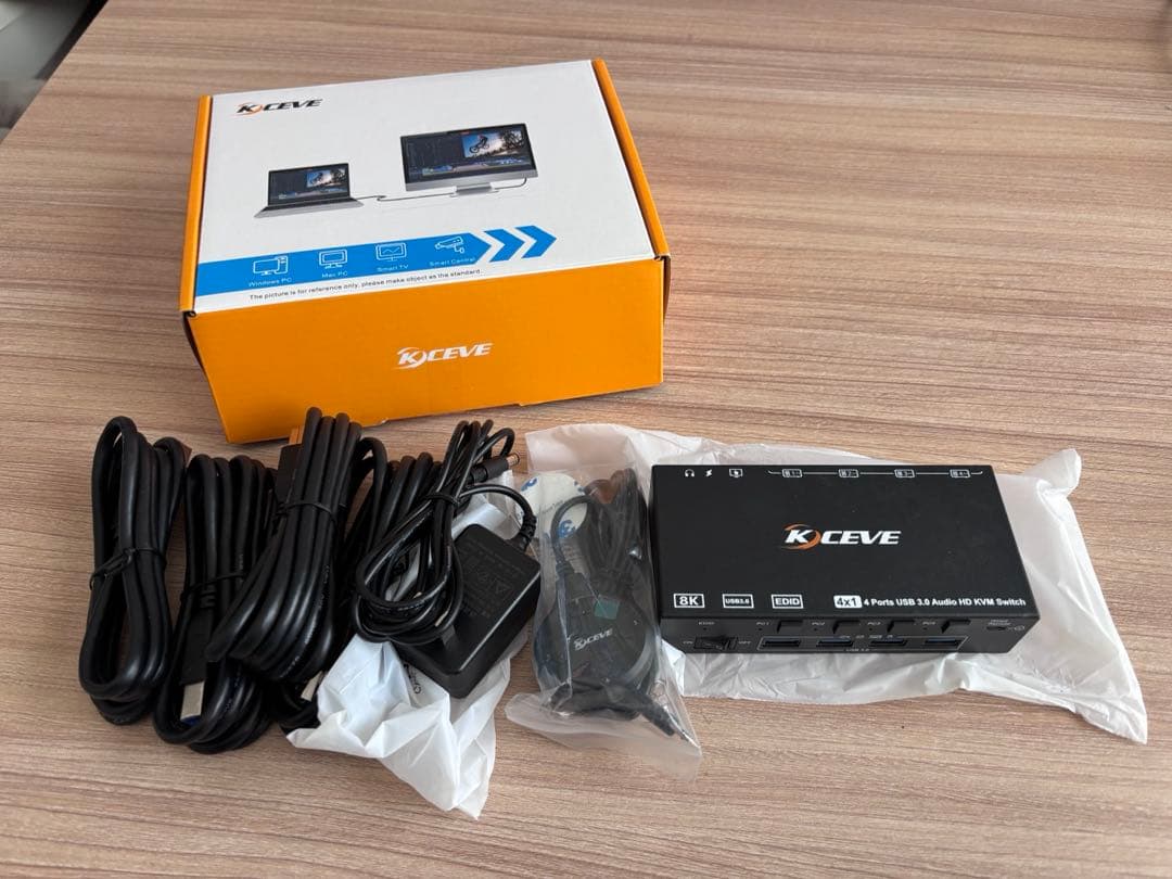 HDMI 2.1 KVMスイッチ P切替器4入力1出力 EDIDエミュレーション