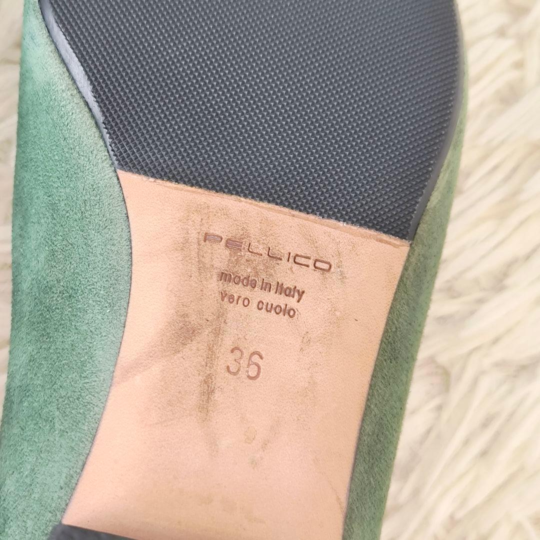PELLICO ペリーコ アネッリ パンプス グリーン スエード フラット