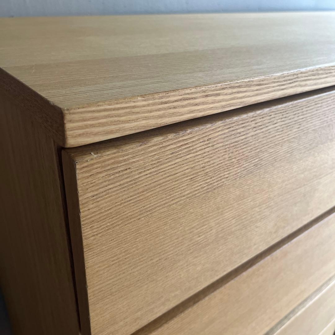 美品・廃盤希少★無印 木製チェスト４段・幅１２０ｃｍ・タモ材・ナチュラル