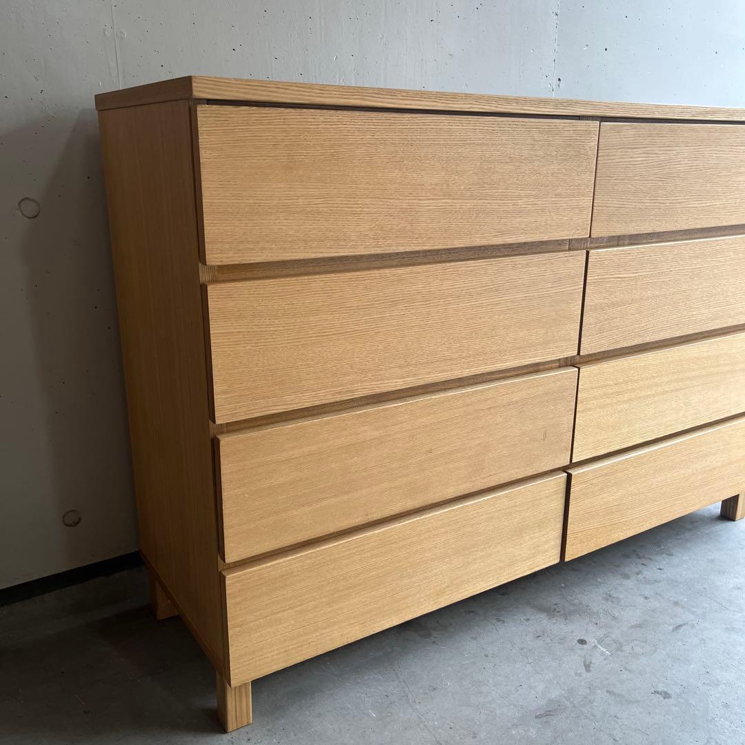 美品・廃盤希少★無印 木製チェスト４段・幅１２０ｃｍ・タモ材・ナチュラル