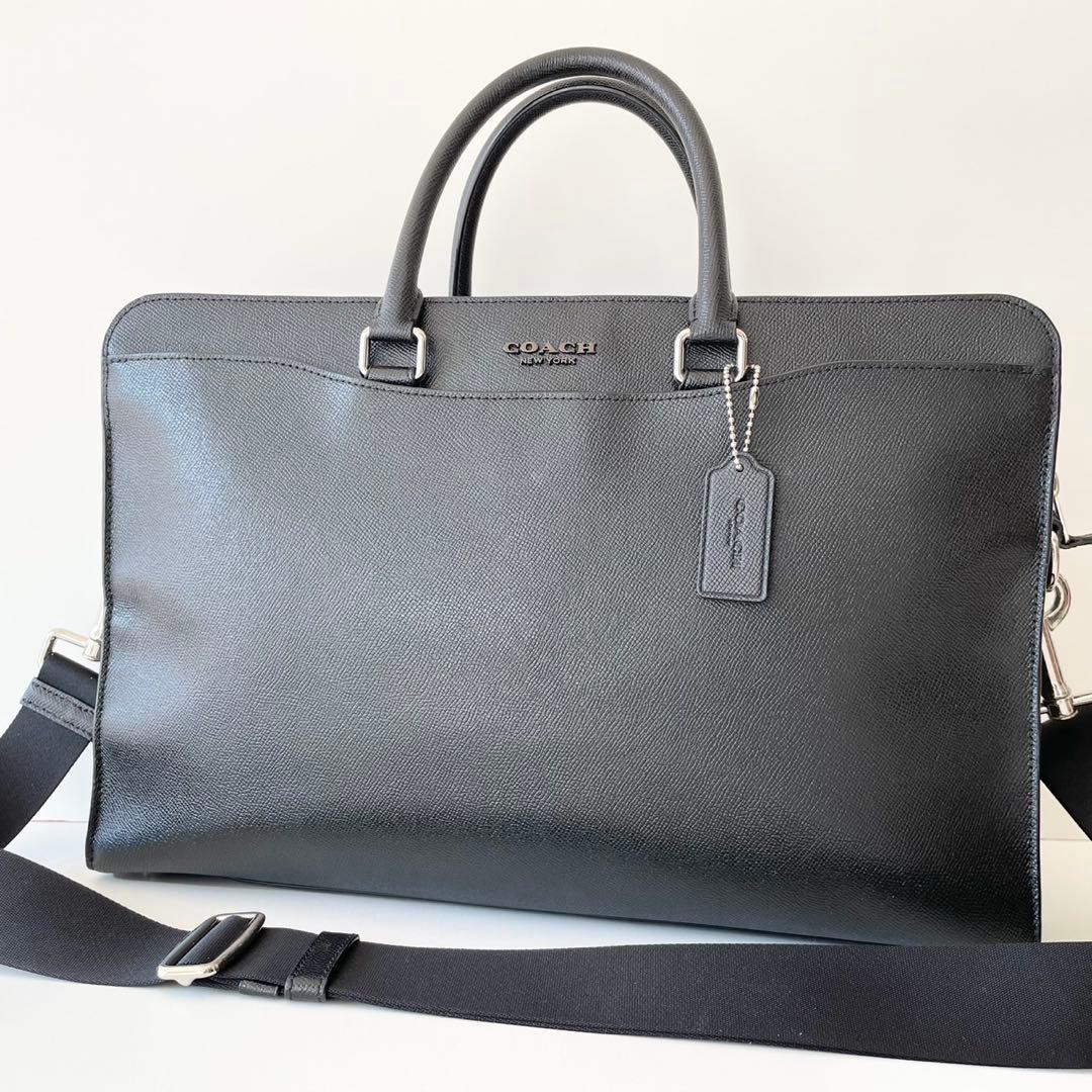 【極美品】COACH メンズ ビジネスバッグ ベケット ブリーフ ケース 黒