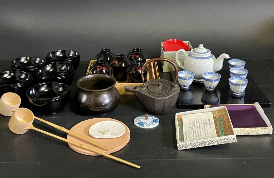 「母」 茶道具 いろいろ まとめて 13種類 銚子 急須 建水 四つ椀 その他
