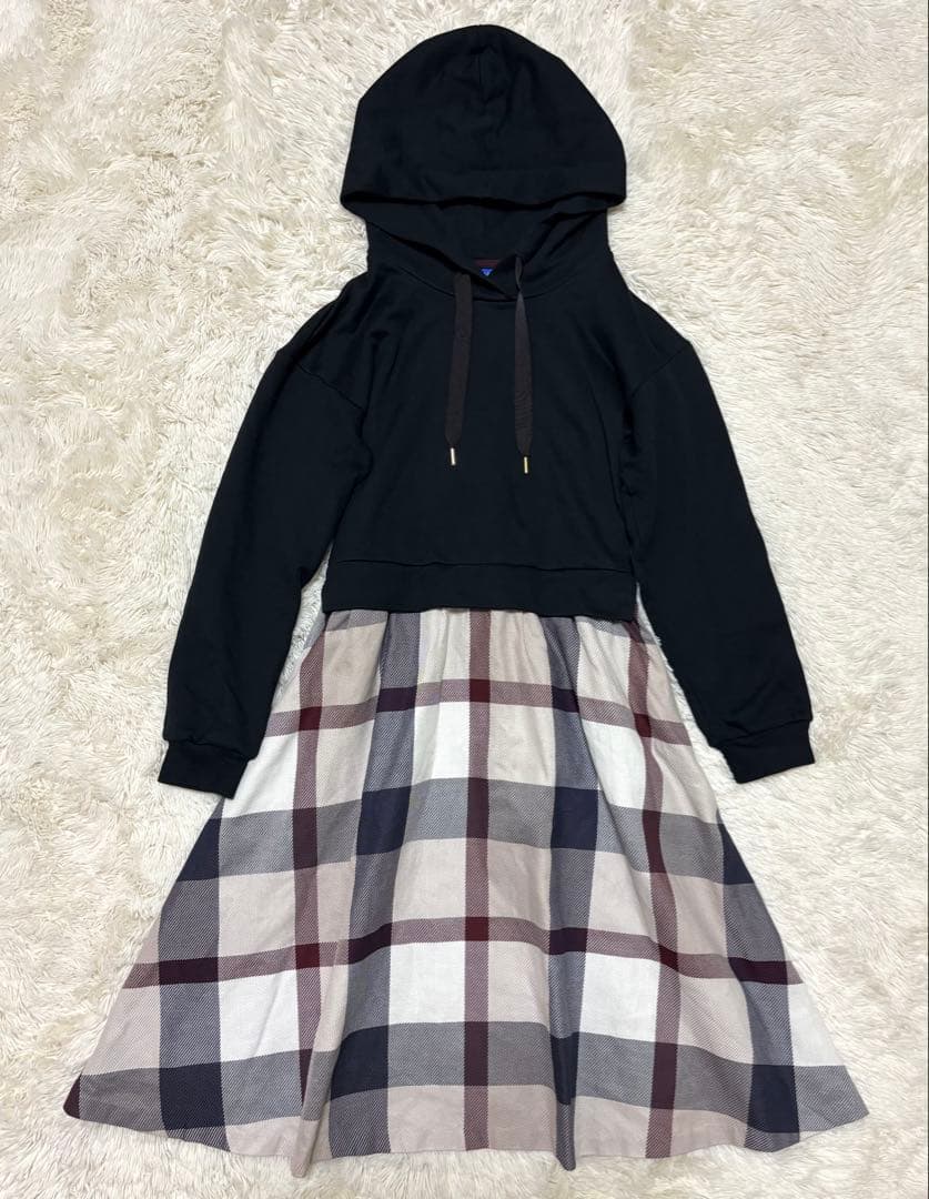 【美品】ブルーレーベルクレストブリッジ パーカー　ドッキングワンピース チェック