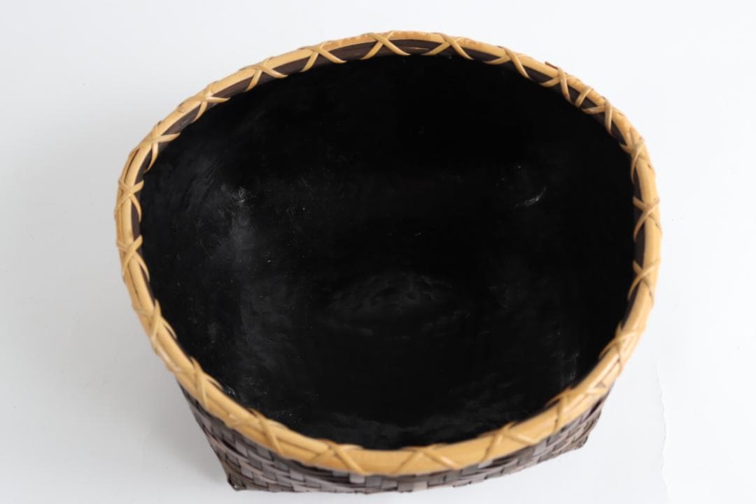 茶道具 水谷六々斎 利休好 竹編 油竹 炭斗 竹籠 共箱