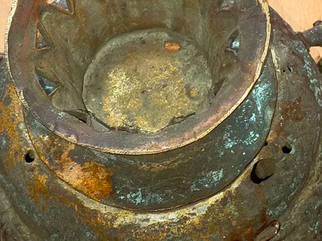 ♥値下げ！とても古い　古銅製　香炉　大型　木箱付き　骨董品　古玩