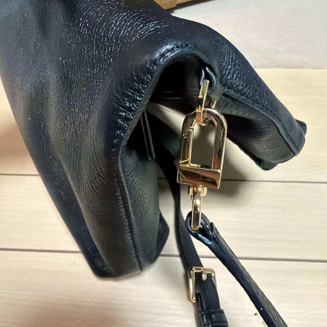 トリーバーチ/ブラックレザーショルダーバッグ 保存袋付き