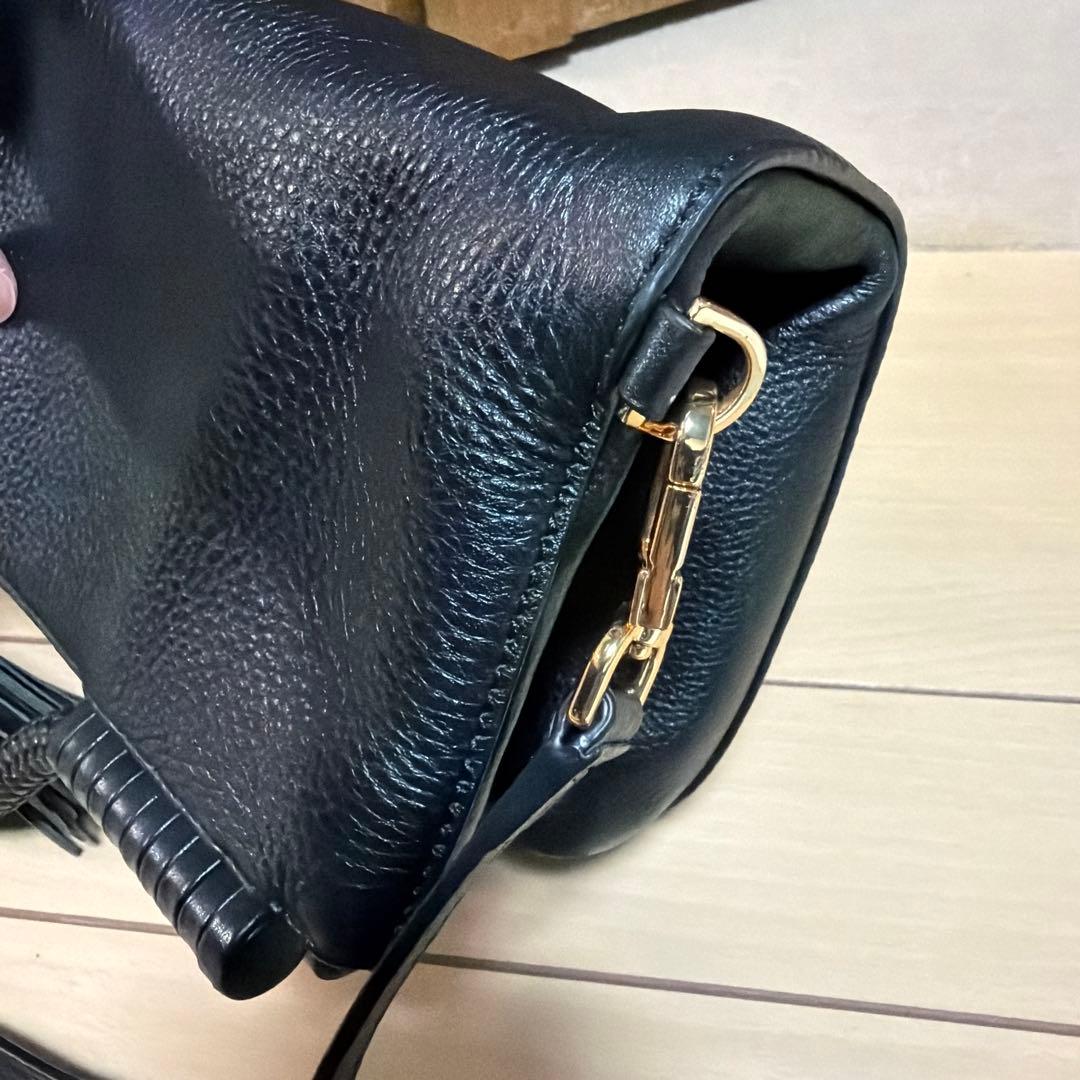 トリーバーチ/ブラックレザーショルダーバッグ 保存袋付き
