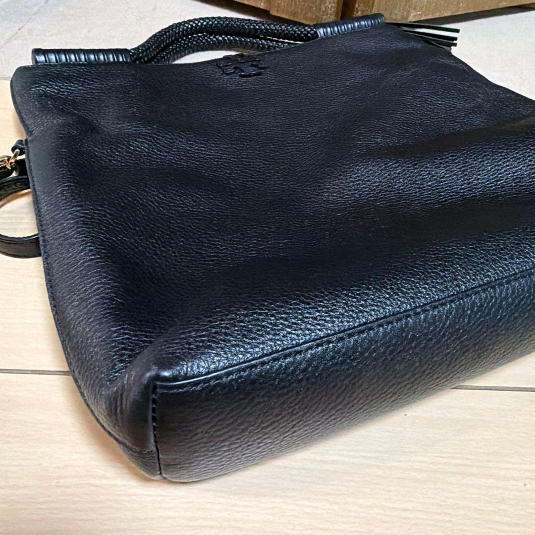 トリーバーチ/ブラックレザーショルダーバッグ 保存袋付き