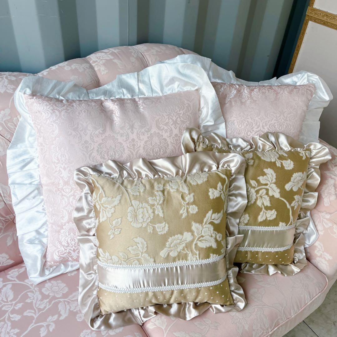 取付無料！ジェニファーテイラー 姫系パステルピンクロココ調花柄2人掛けソファ✨