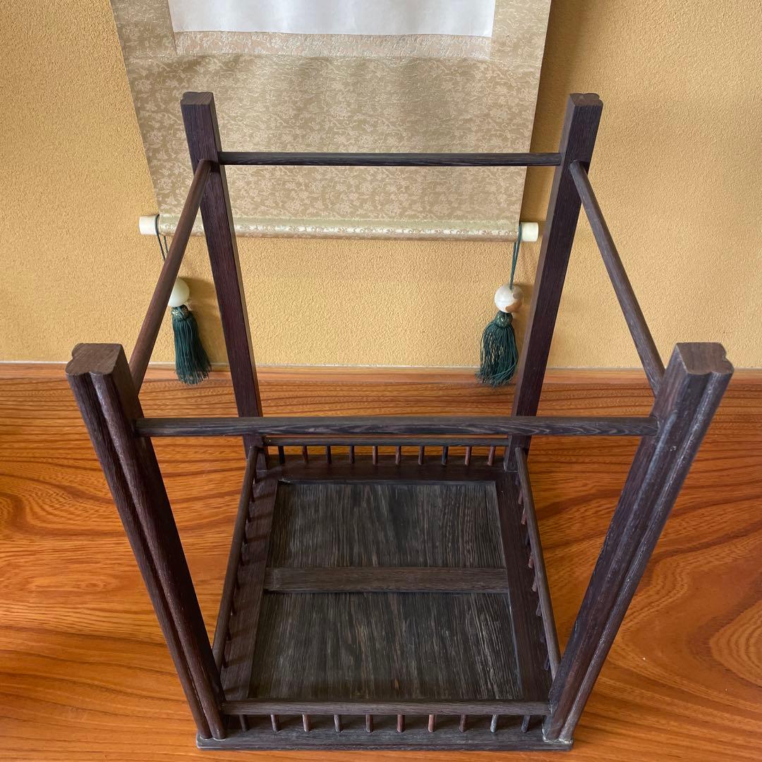 唐木懸崖1.2尺 盆栽台 黒檀 ビンテージ品 昭和レトロ 高卓(こうしょく)