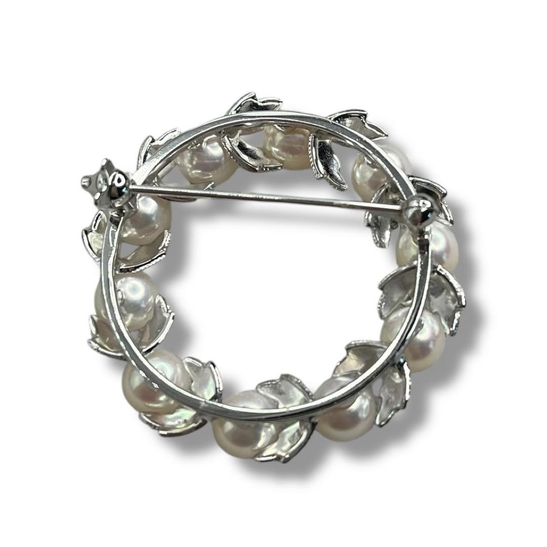 美品 MIKIMOTO ミキモト パール サークル リーフ ブローチ ドレス