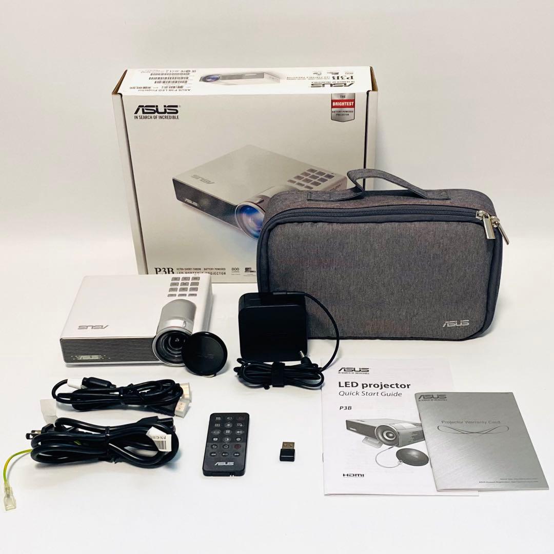 美品 ASUS 高輝度 モバイルバッテリー内蔵小型プロジェクター P3B