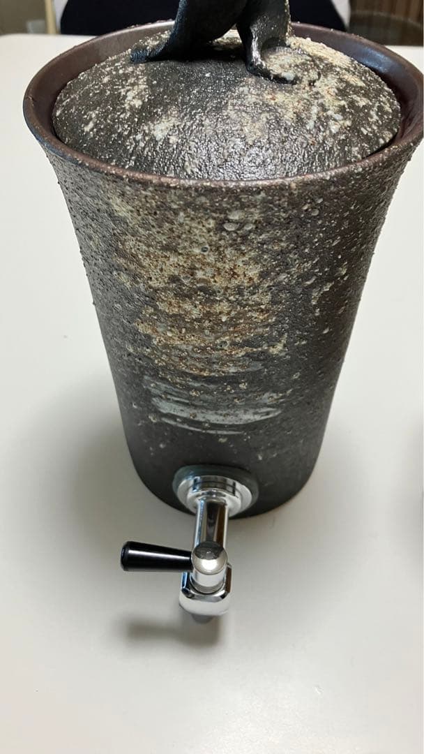 【信楽焼】 焼酎サーバー 陶器製容器と木製台