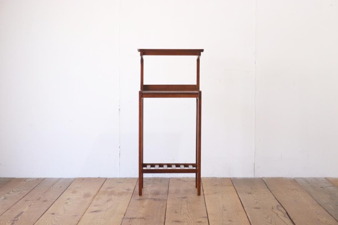 カリモク レトロ 電話台 花台 飾り台 木製 メラミン天板 デコラトップ