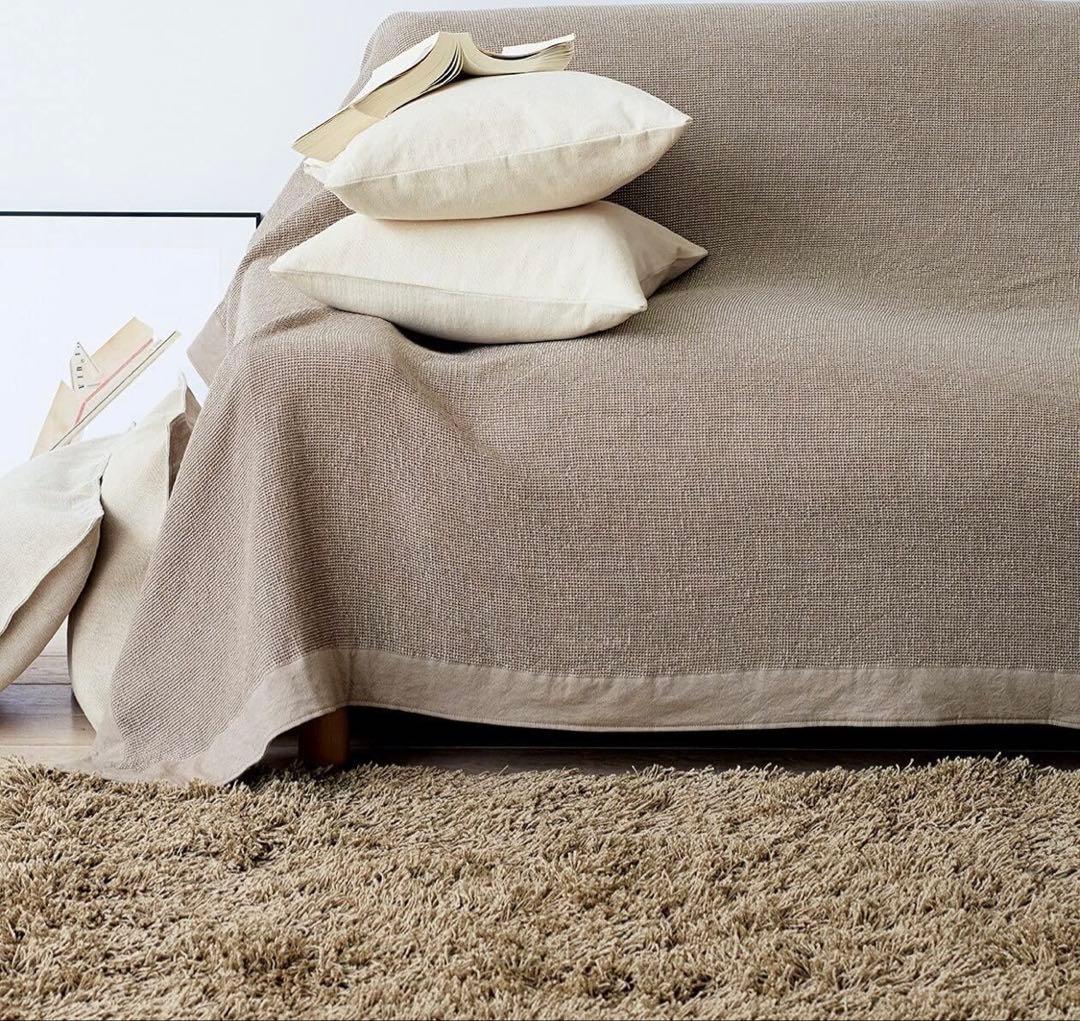 新品タグ付 無印良品　オーガニックコットン　ラグ　マルチカバー　ワッフル多様布