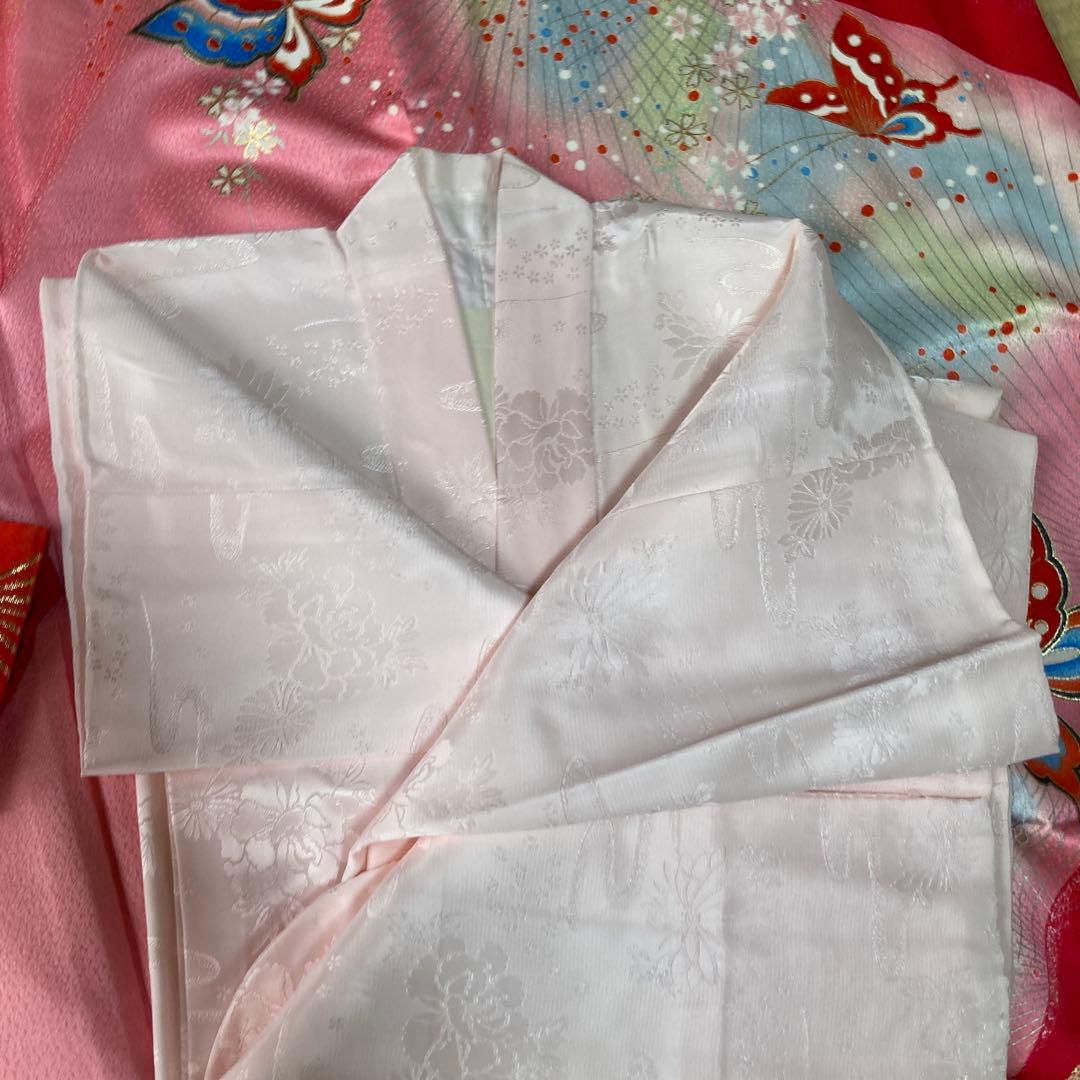 女の子　七五三　着物 ピンク 蝶模様 帯付き