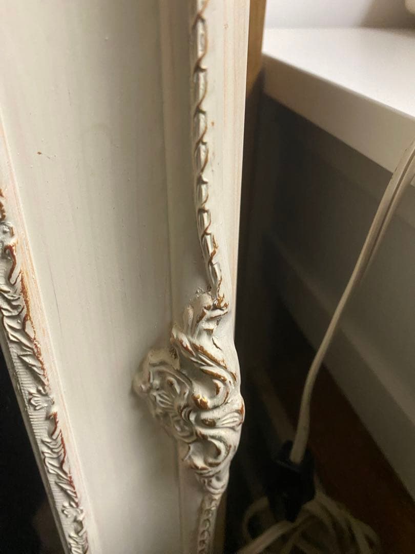 ロココ♦️大型 高級 フレンチ アンティーク全身ミラー♦️ホワイトシャビー♦️送料込