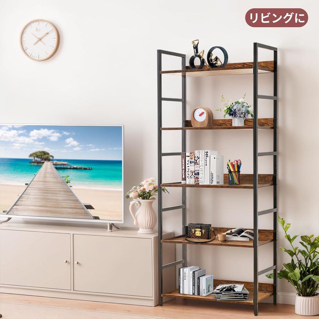オープンシェルフラック 棚 5段 収納ラック 木製ラック スチールラック