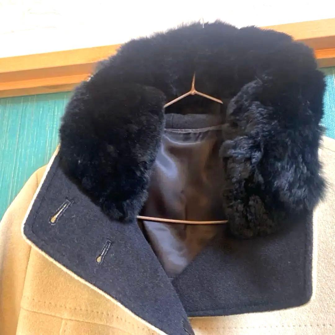 キヨコタカセ　アンゴラ60%ウール40% 美品コート　ファー付き　　9号