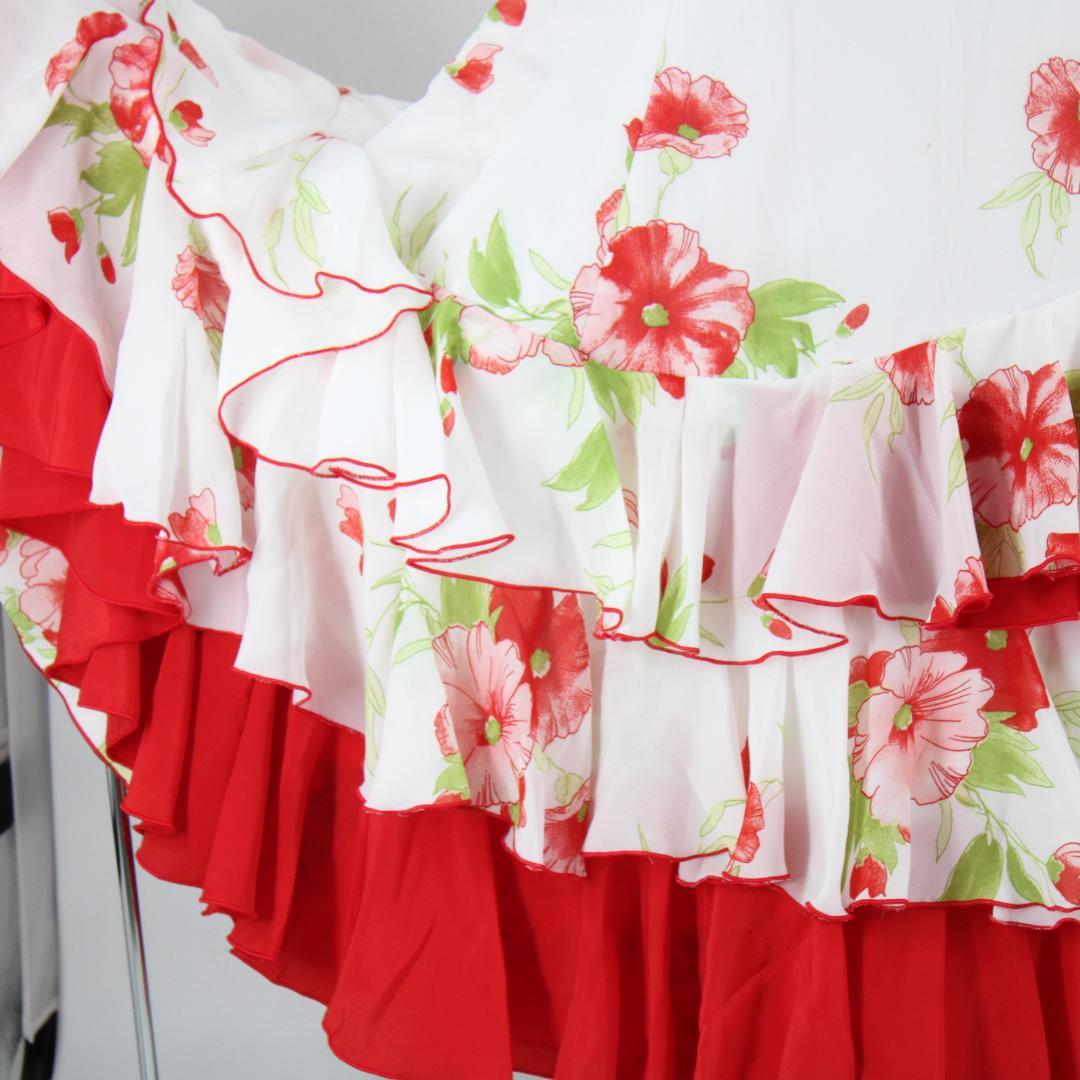 【フラメンコ衣装】ホワイト×豪華ボランテ 上下セット ツーピース セットアップ