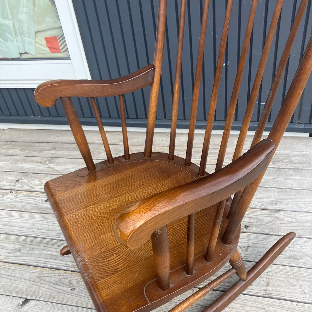 昭和レトロ 飛騨産業 キツツキ 木製 ロッキングチェア アームチェア 古家具