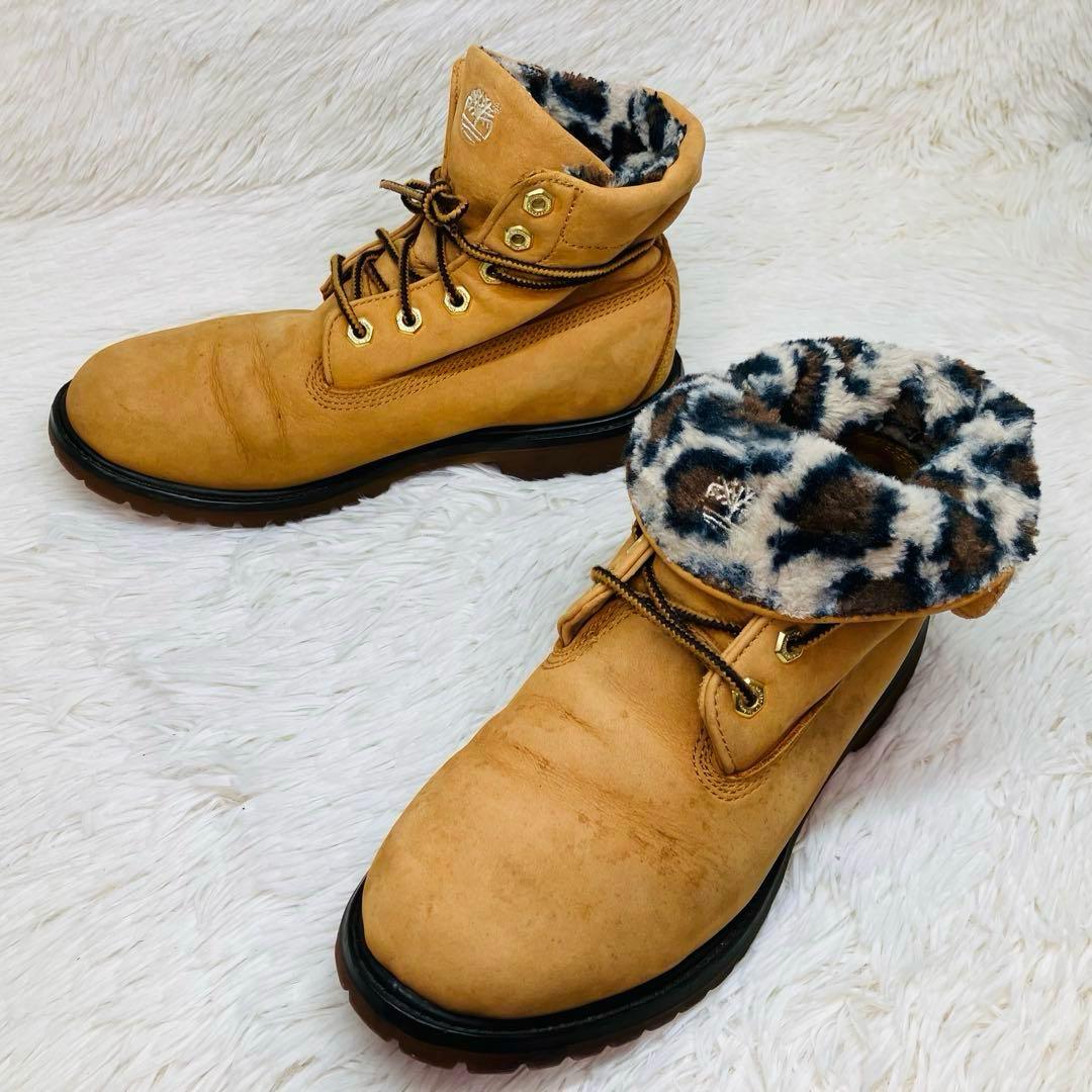 【限定モデル】ティンバーランド7.5WROLL TOP BOOTSレオパ－ド柄