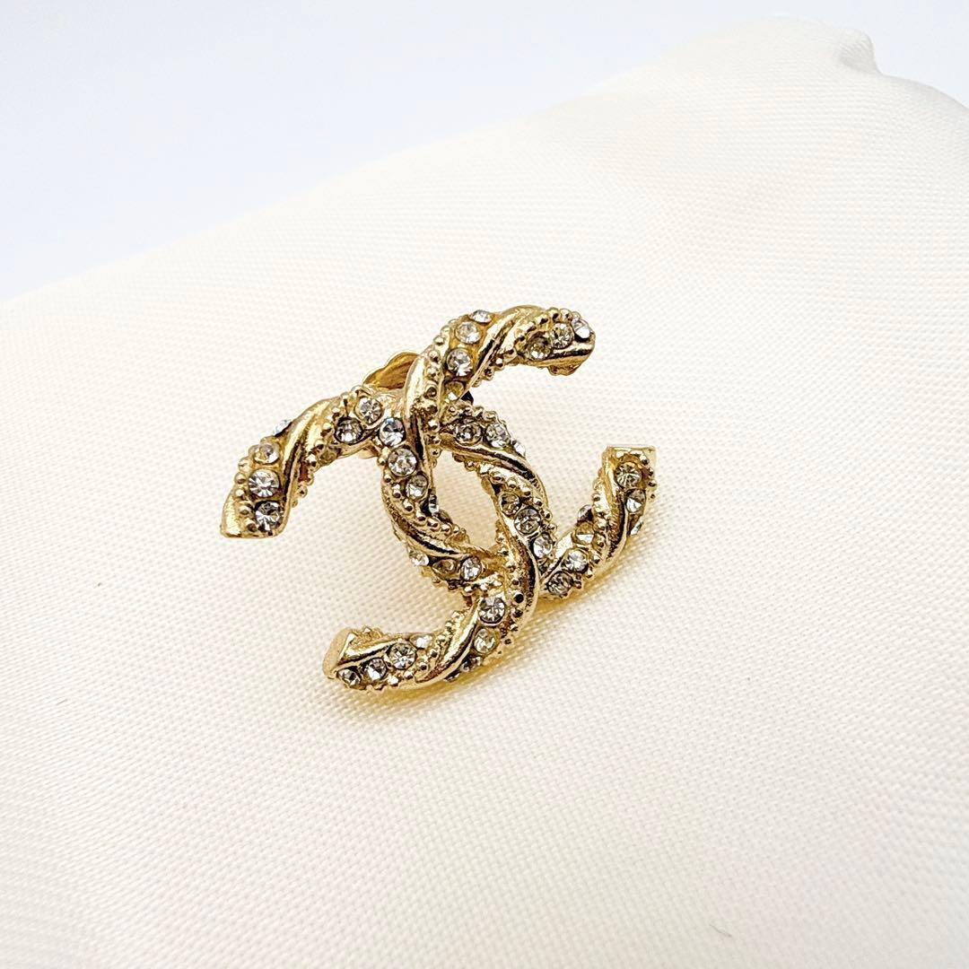 2928-1 美品✨CHANEL ピアス 片耳　ココマーク　ラインストーン