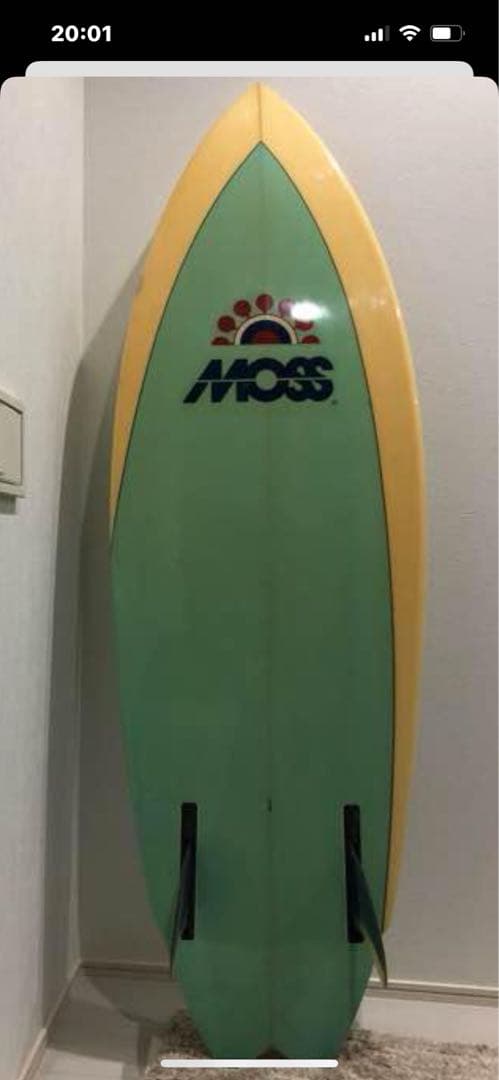 MOSS サーフボード 薄緑/クリア色 ツインフィンとても可愛い板です