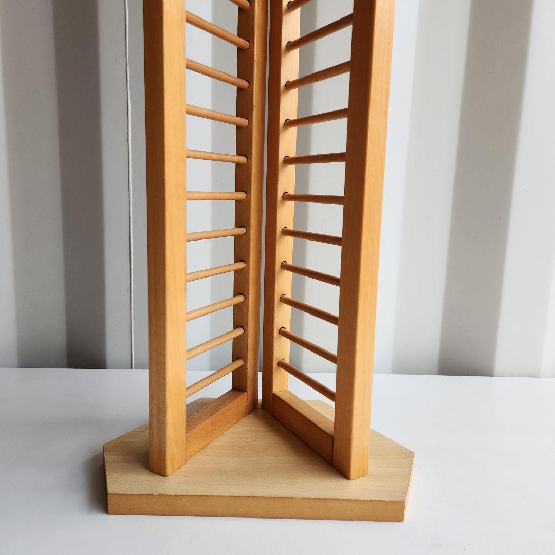 希少 ヴィンテージ 木製　CDラック CDタワー 128.5cm 天然木