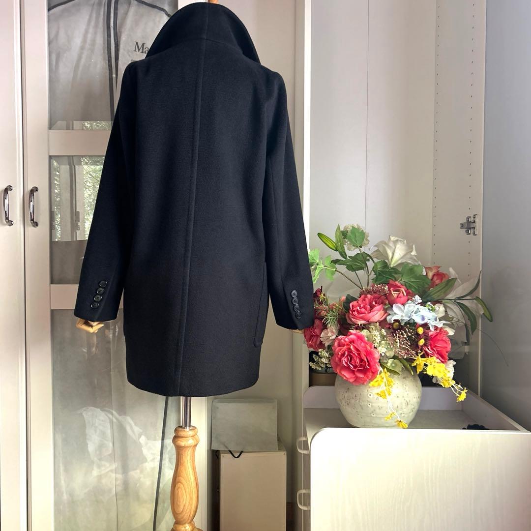 マックスマーラ 黒に近い紺色　キャメル素材100% 暖かいコート