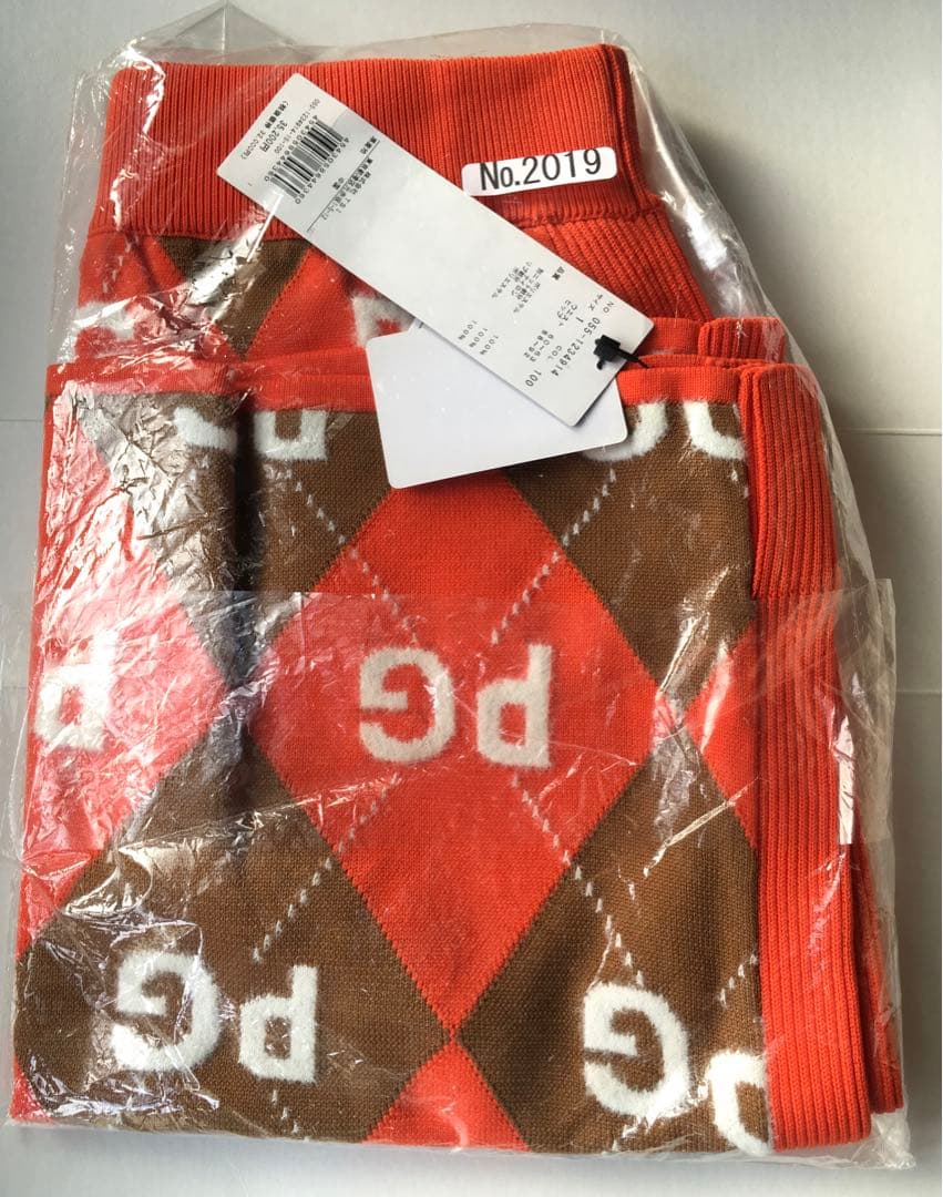 【PEARLY GATES】秋冬 アーガイル ニット ひざ丈スカート・1番M