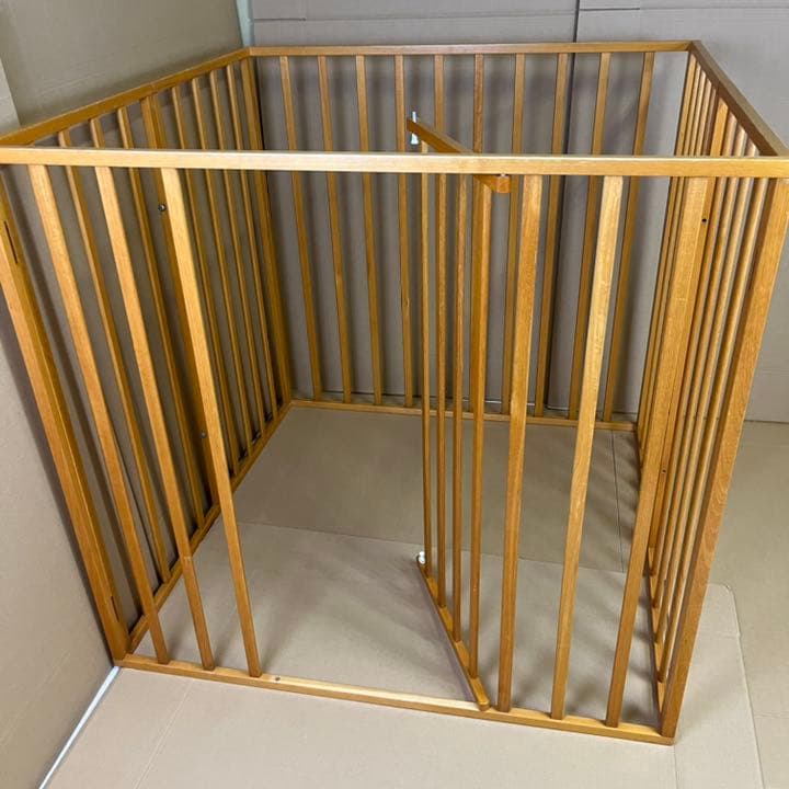〈天然木〉大型犬、中型犬用ゲージ　犬小屋　折り畳み　サークル　ナチュラル