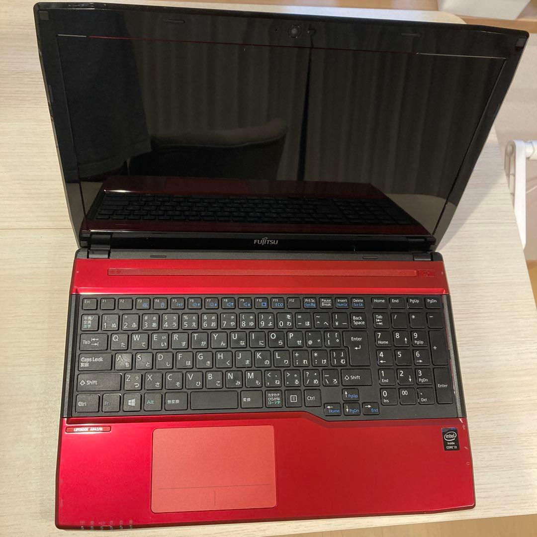 富士通 ノートPC レッド 日本語キーボード ACアダプター付