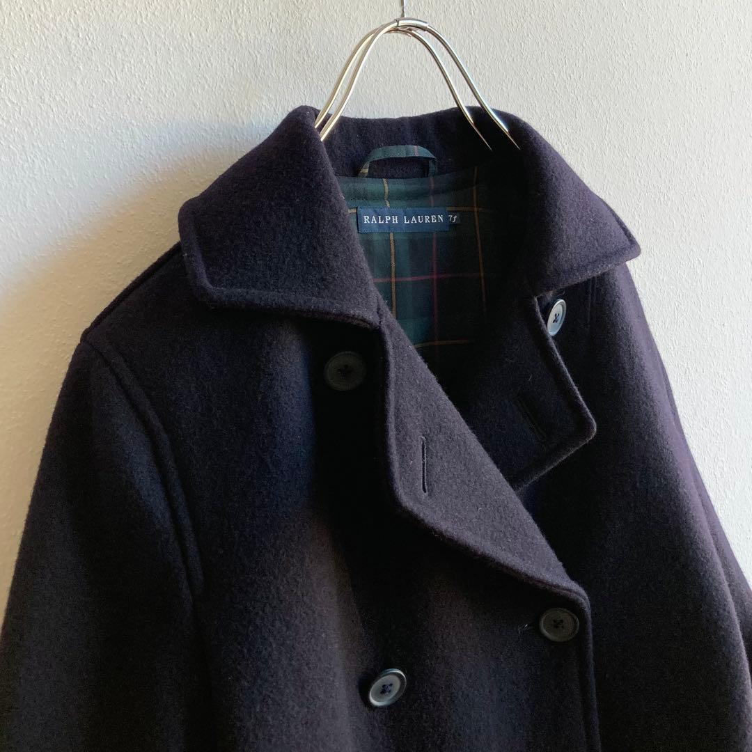 ラルフローレン ベルト付 ウールメルトン Pコート 7f ネイビー