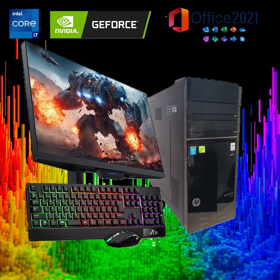 【ゲーミングPCフルセット】快適動作！MS Office搭載 HP GTXグラボ