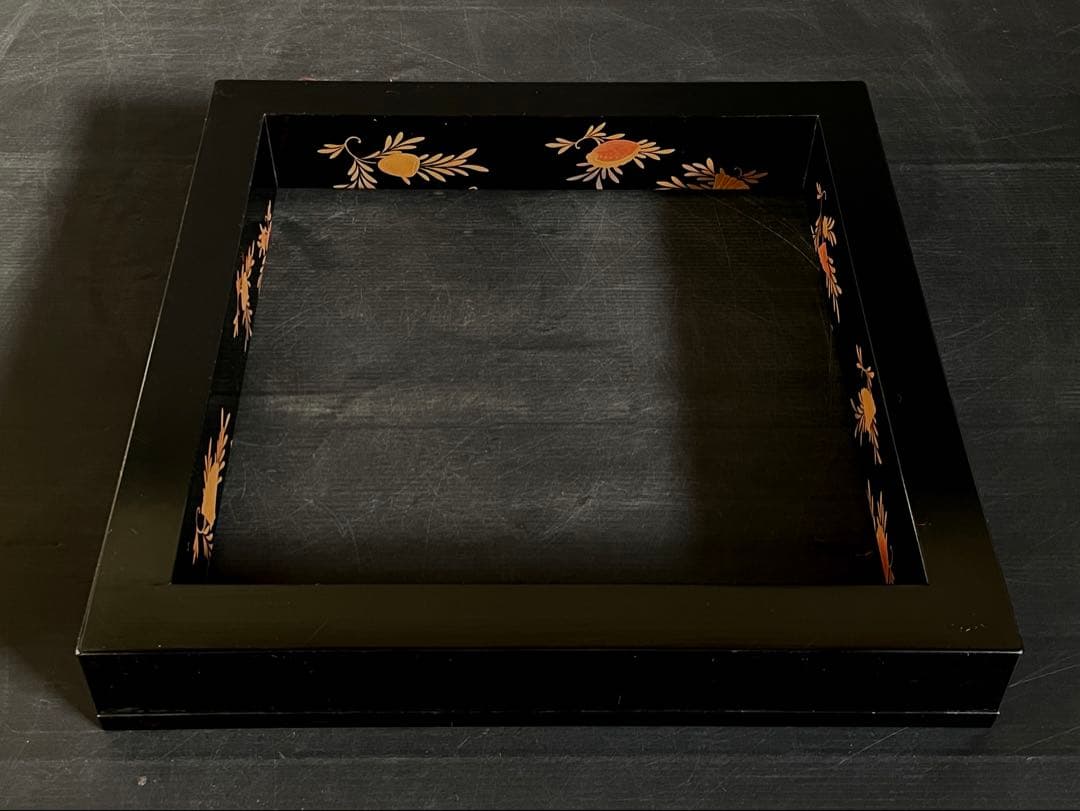 「母」 海松貝 蒔絵 真塗 炉縁 平安蒔絵師 一瓢斎 共箱 茶道具（113D①）