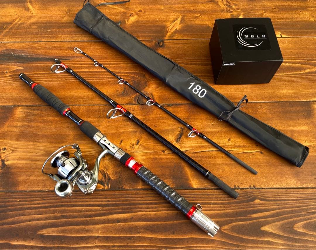 新品未使用　ジギングセット　船釣り　3ピースパックロッド　スロージギング　レッド