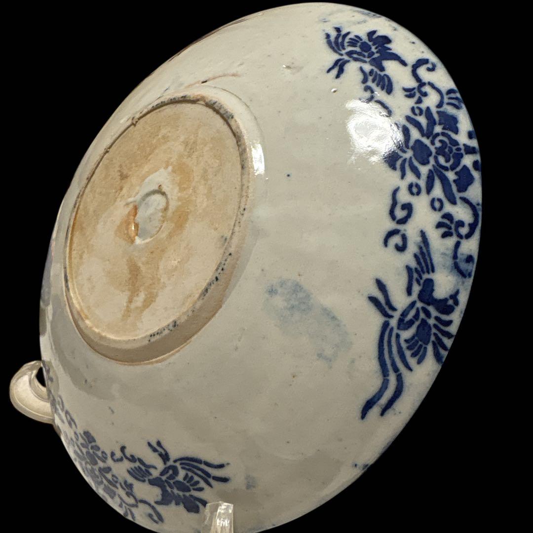 染付 印判手 菊唐草 山水文 肥前 伊万里 波佐見系 和食器 中皿 4枚セット