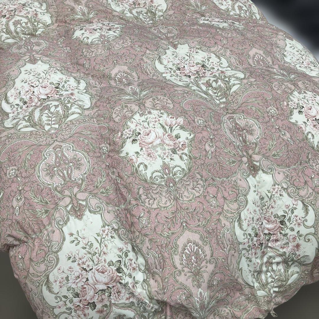 羽毛布団シングル掛けふとん　立体キルト　羽毛専用ケース付き