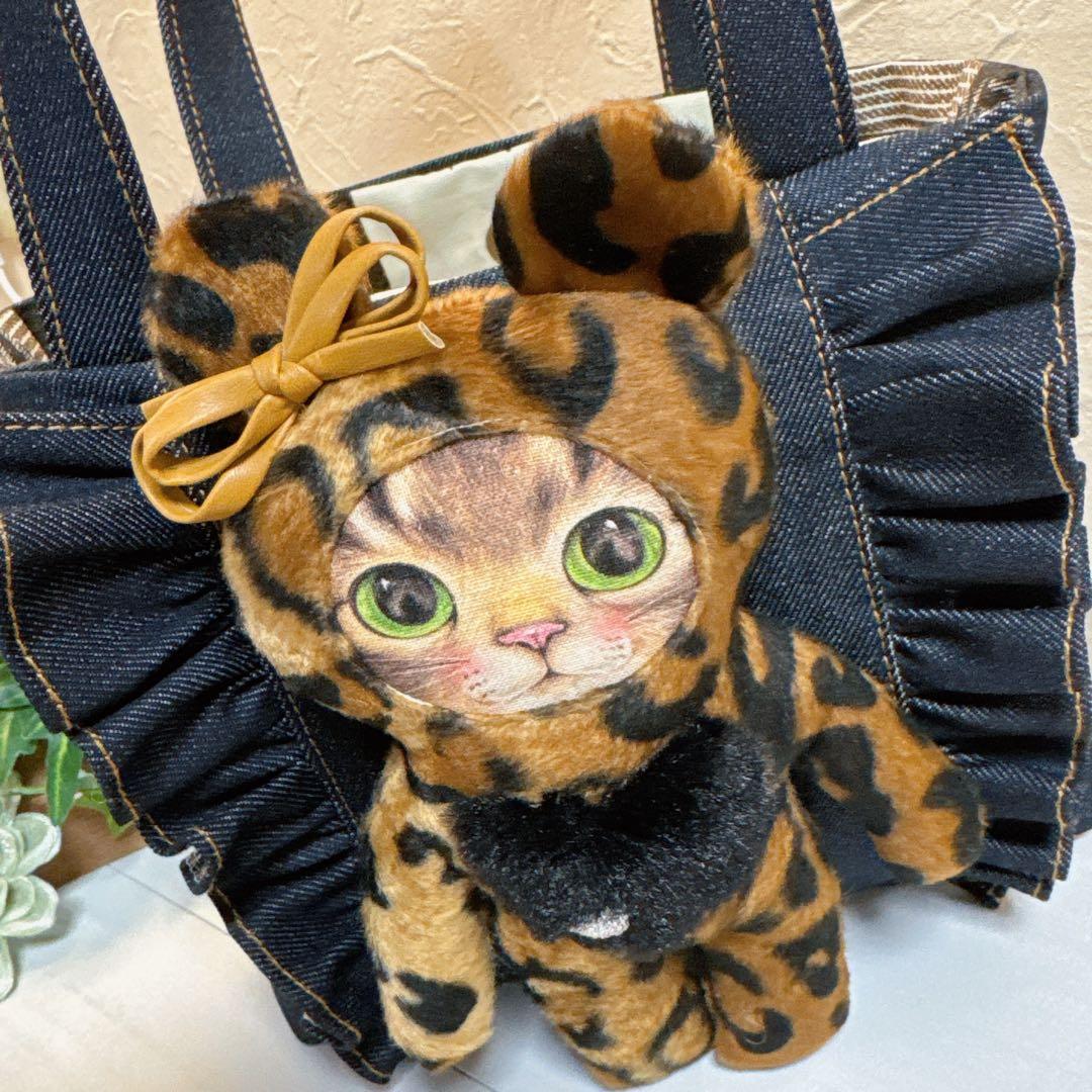 N*o様 コヤンイサムチョン♡豹柄リトルサンダーちゃんのデニムフリルトートバッグ