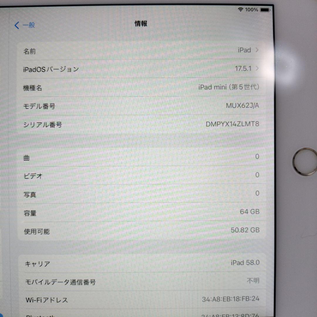 iPad mini 第5世代 シルバー クリアケース付き