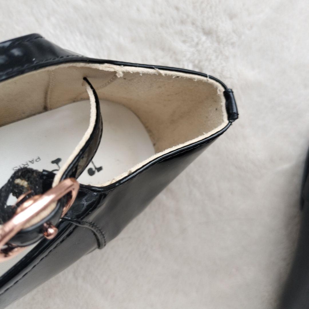 レペット　エナメル　フラットシューズ　ブラック　ベルト　サイズ38 ゴールド金具