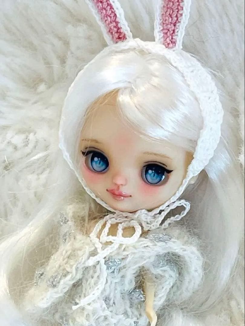 プチアイシードールカスタム　パテ盛り♡ホワイトヘア♡女の子