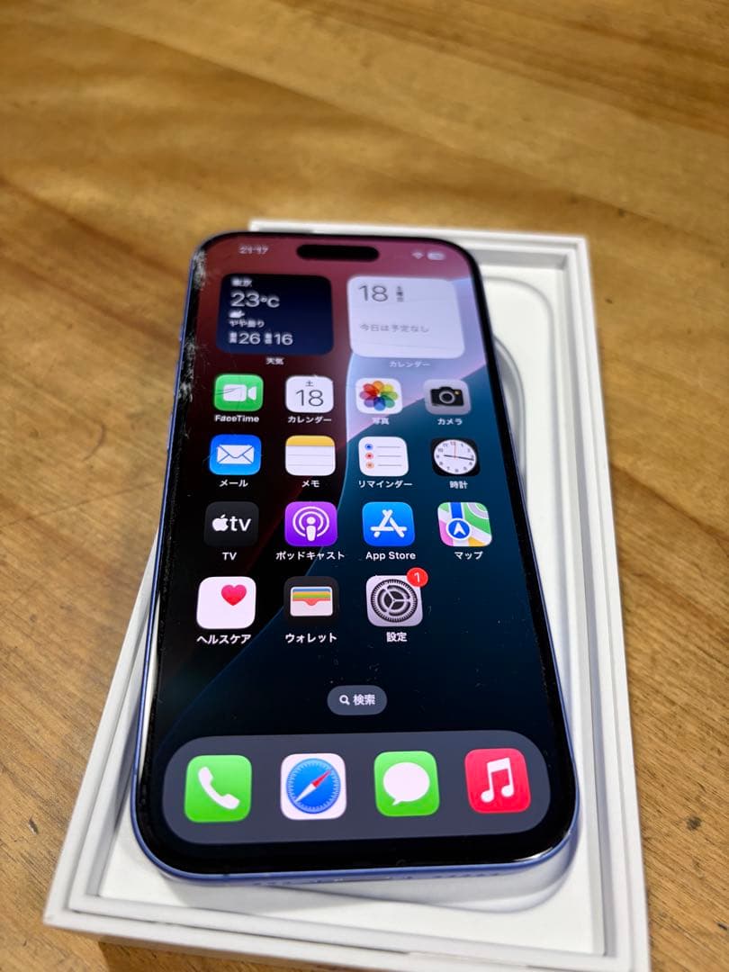 iPhone 16 ブルー 256GB SIMフリー 画面割れあり