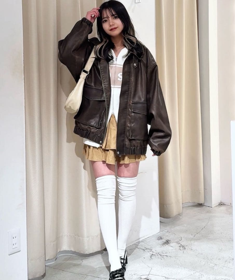 NICE CLAUP フェイクレザージャケット