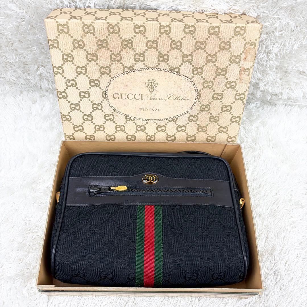 【極美品】オールドグッチ シェリーライン GGキャンバス ショルダーバッグ 箱付