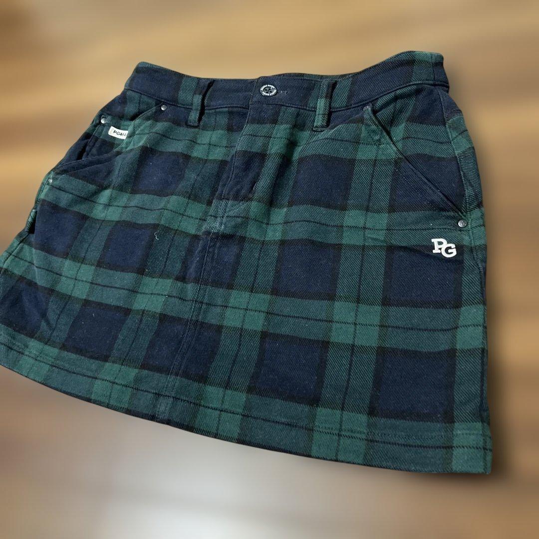 パーリーゲイツ　グリーンブラックチェック スカート