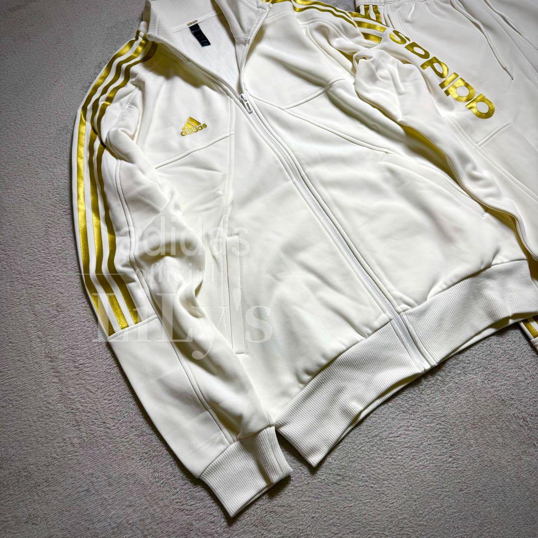 【2XLサイズ】adidas上下セットアップ　白金　定価17,600円　裏起毛
